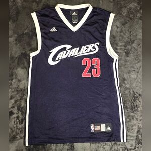 Adidas Lebron James Cavaliers Navy and White NBA Basketball Jersey #23